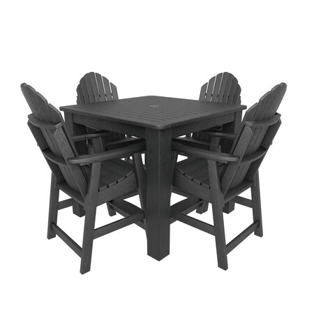 Highwood Usa Hamilton 5pc Square Counter Height Outdoor Patio Furniture Dining Set AD-CNA44-BKE